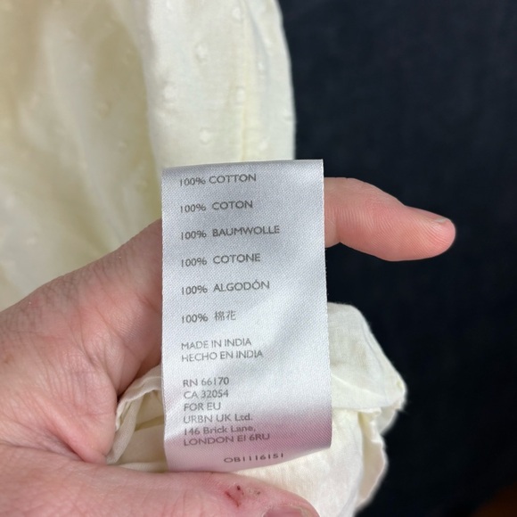 Urban Outfitters 100% Cotton Cream Swiss Dots Textured Dress w/tie back detail M - Picture 8 of 10